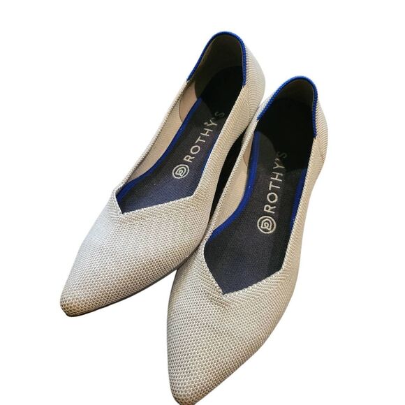 Rothy's Shoes Women's 9 Grey Flax Birdseye The Point Flat Pointed Toe Slip On - Picture 1 of 5